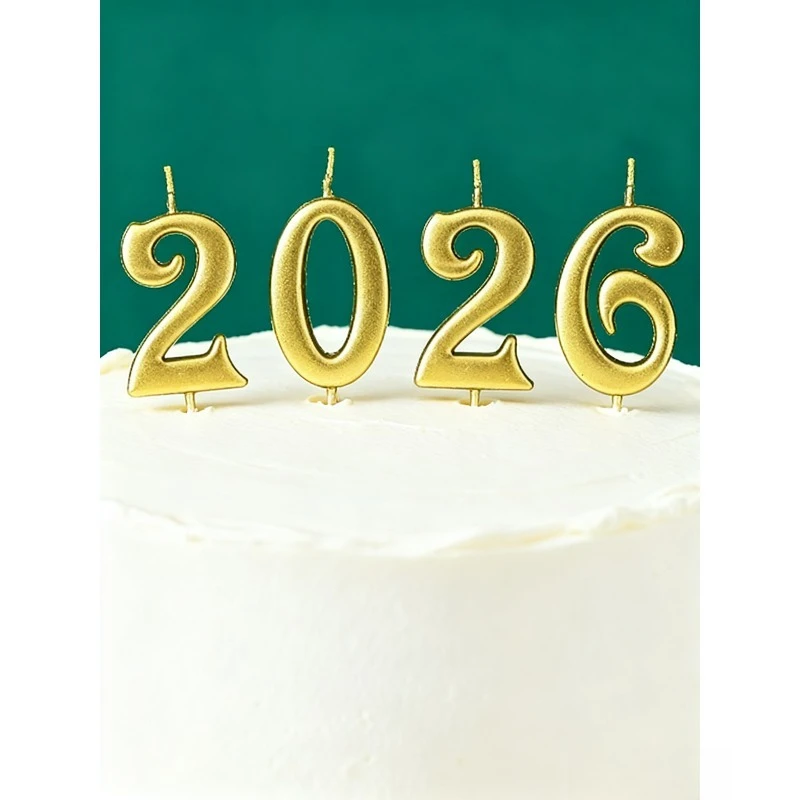0-9 Golden Art Number Candles Birthday Cake Decoration with Individual Box for Dessert Table Display and Cake Decor Miniature