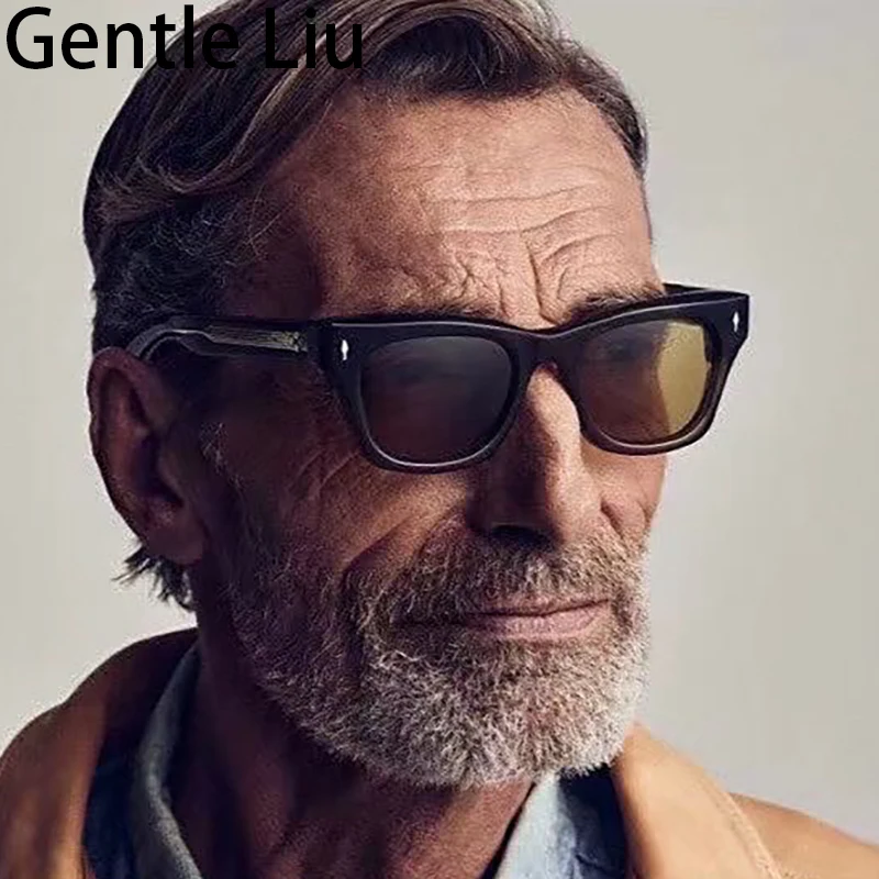 Vintage Square Sunglasses Men 2025 Luxury Brand Designer Retro Thick Sun Glasses for Male Anti Blue Light Computer Eyeglasses 