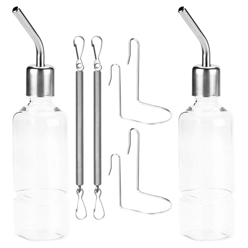 

2Pcs Rabbit Water Dispenser Hanging Drinking Fountain Transparent Leak Proof Hamster Guinea Pig Pet Bottle Hamster Drinker