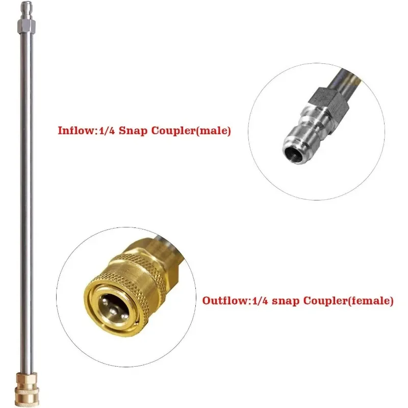 عصا تمديد لغسالة الضغط من الفولاذ المقاوم للصدأ مقاس 17 بوصة مع وصلة غسالة كهربائية سريعة التوصيل مقاس 1/4 بوصة، عبوتان #4