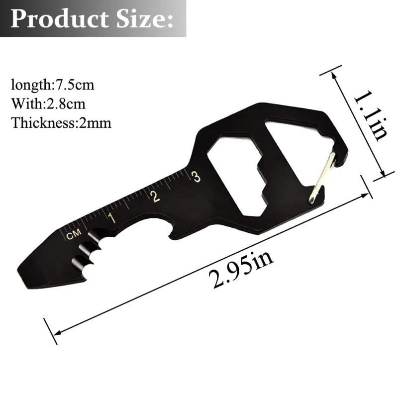 Flaschenöffner-Multitool, EDC-Gadget aus Edelstahl, 6-in-1-Flaschenöffner, Schraubenschlüssel, universelles Taschen-Rucksack-Werkzeug für den Alltag – Detail 6