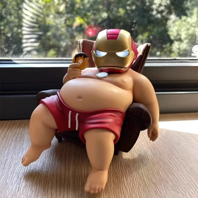 11cm Iron Man Fat Series Sofa Handmade Car Model Desktop Decoration Collectible Cartoon Anime Gk Statue Birthday Gift