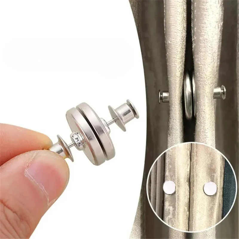 1-12 Pairs Curtain Magnetic Button Nail Free Detachable Window Curtain Close Magnet Buckle Adjustment Curtain Clip Accessories