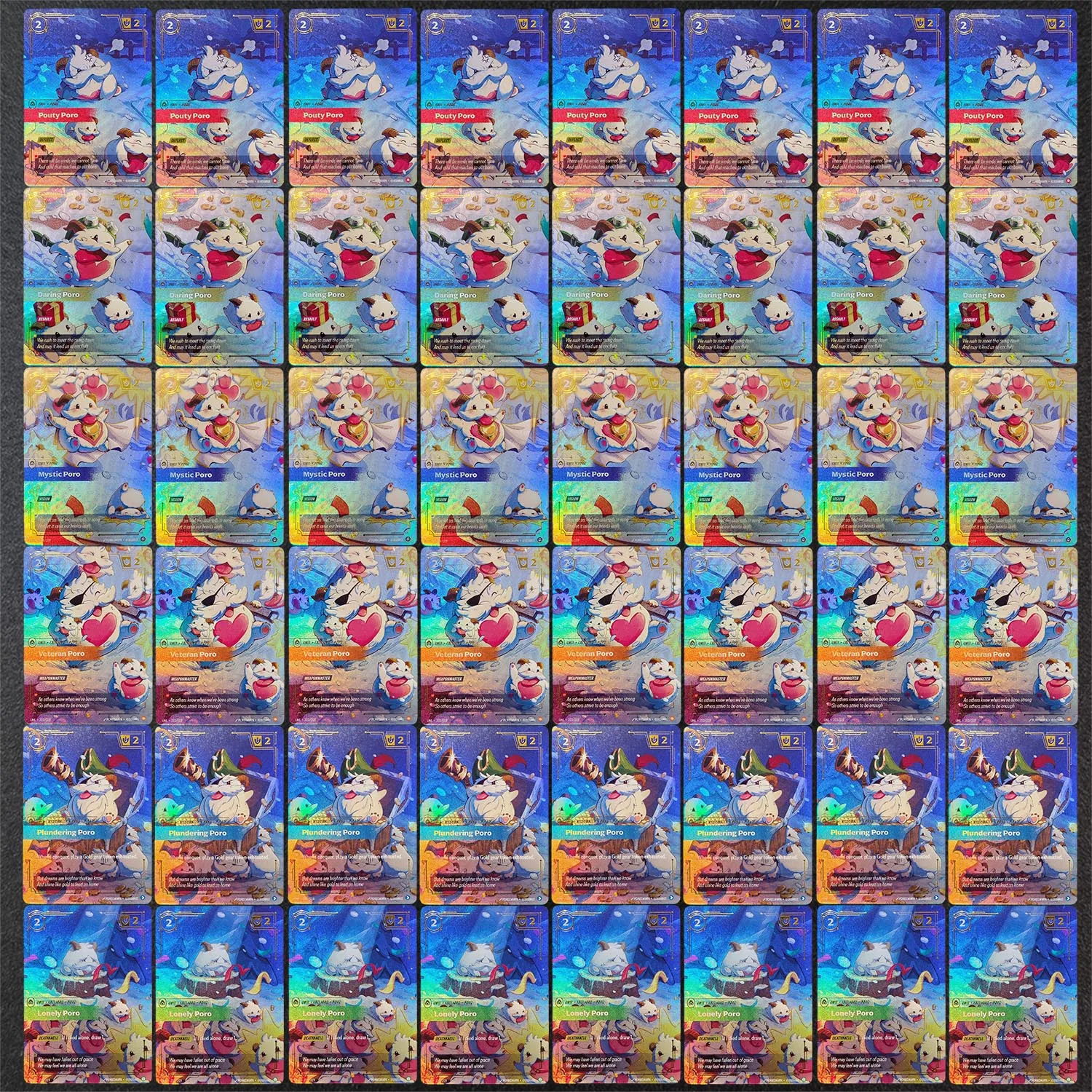 DIY Proxy Riftbound English Unleashed Lonely Pouty Plundering Veteran Mystic Daring Poro UNL Juego de Cartas Coleccionables