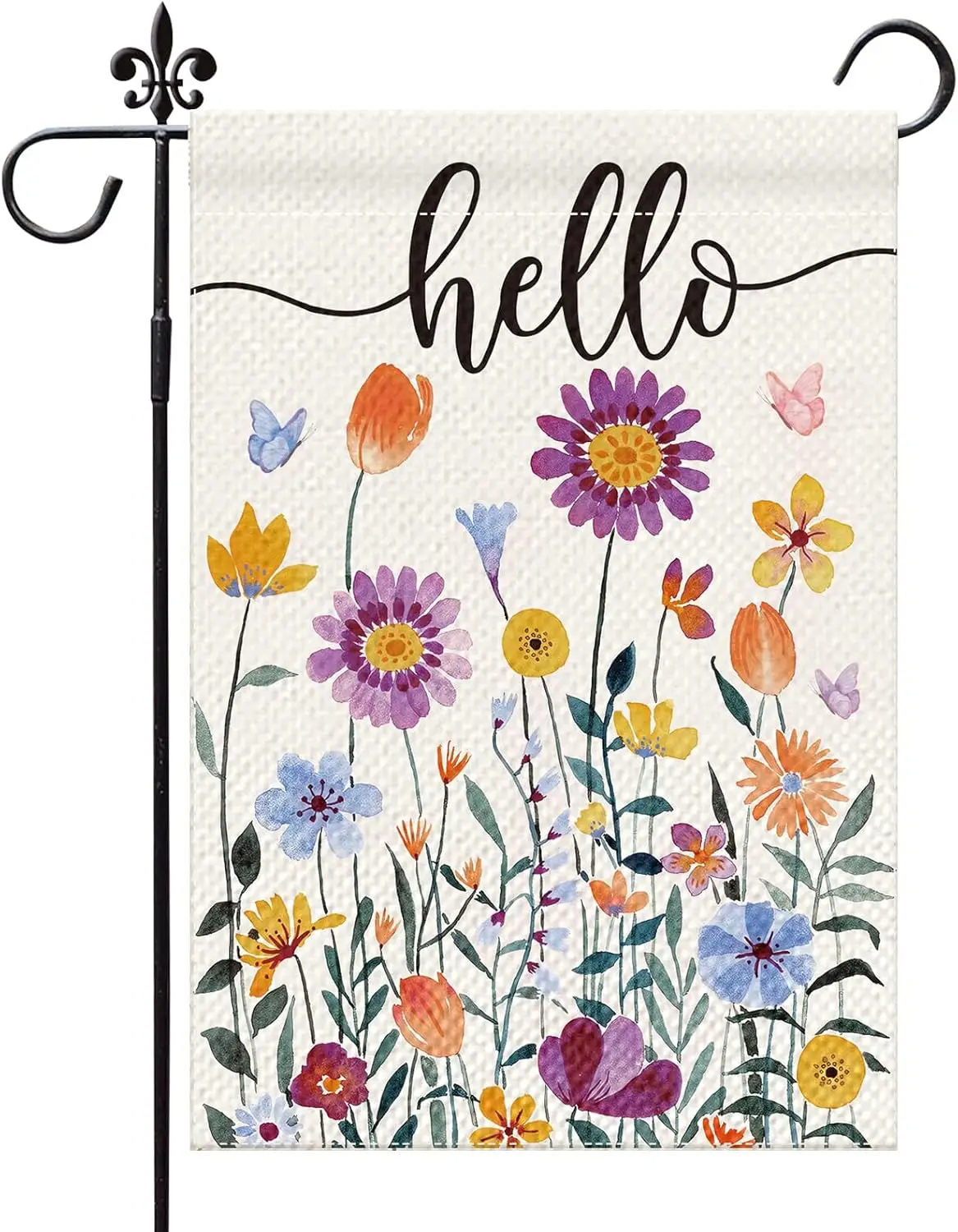Prime+Deals+Sale Hello Spring Floral Garden Flag 12x18 Inch Double Sided Colorful Summer Flowers Garden Flag for Outside Fes llz