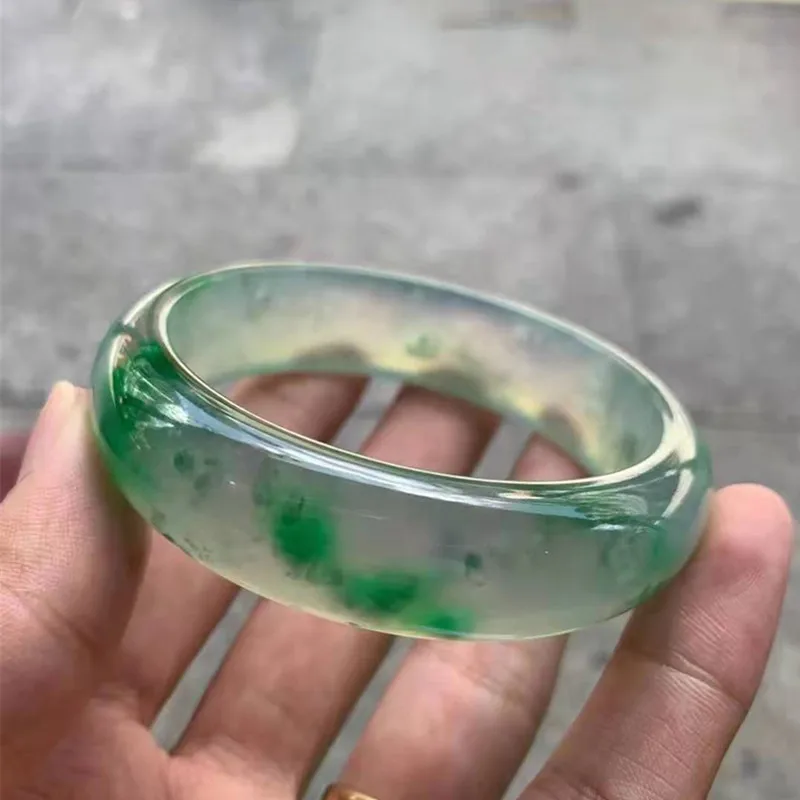 New Natural Myanmar Jadeite Bracelet Handcarving Real Jade Original Ecological Pattern Jewelry Bangles