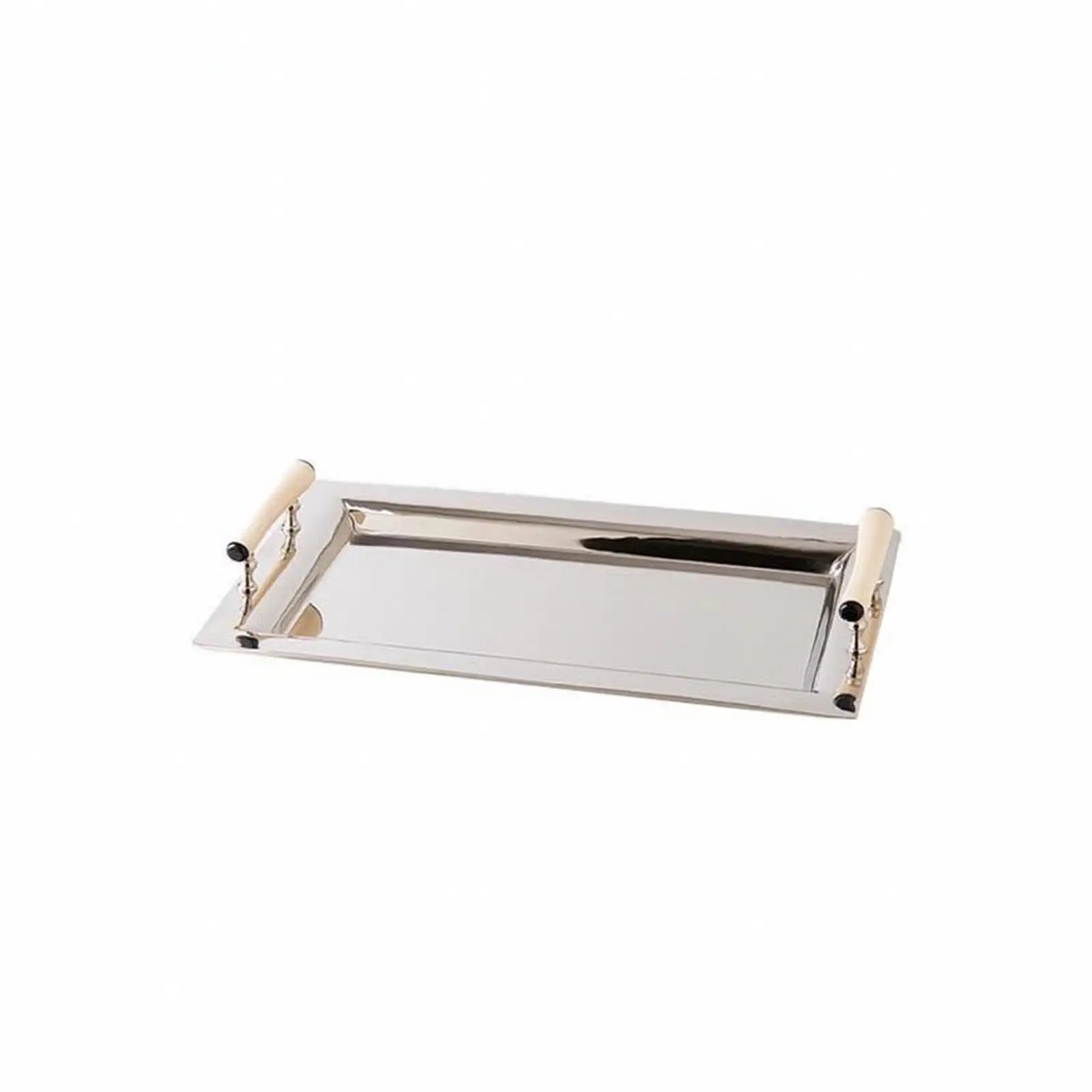 Sturdy Bone Handle Serving Tray Decorative Metal Tray for Serving Guests Snacks Drinks at Home