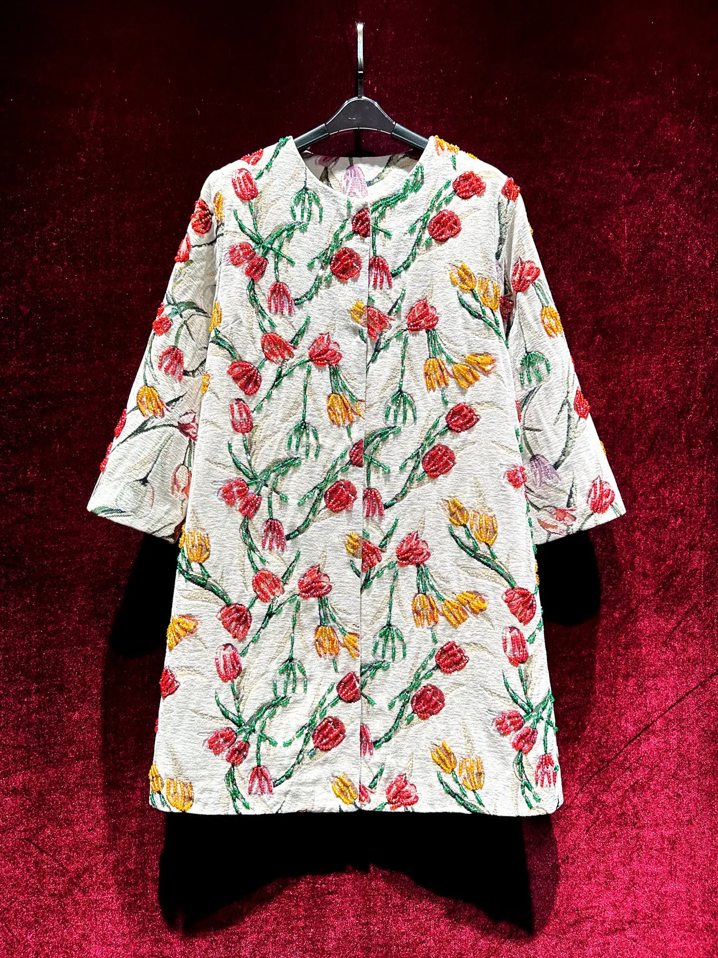 ZAMOR HIGH END High-End Jacquard Embroidery Heavy Beaded Mid-Length Loose Fit Coat Women's Elegant Trench 2026 New Spring Autumn
