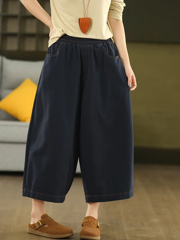 กางเกงขายาวทรงหลวมสไตล์เรโทรผ้าฝ้ายสำหรับผู้หญิง กางเกงลำลองทรงแครอทเอวสูงทรงตรง ช่วยให้ดูผอมเพรียว สำหรับฤดูใบไม้ร่วง ปี 2025