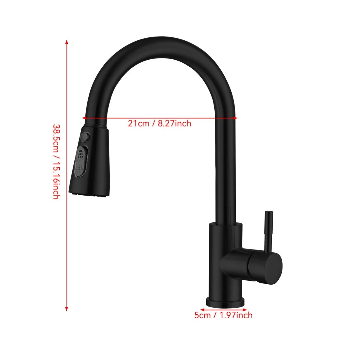 Matte Black Kitchen Faucet with Pull-Down Sprayer, Hot Cold Mixer Tap, Dual Modes, One-Touch Pause Button, 360° Swivel High Arc
