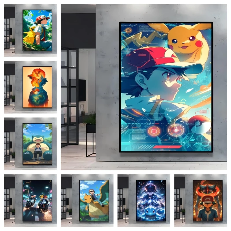 

Print on Canvas Pokemon High Quality Art Poster Home Comics Pictures Classic Hanging Prints and Prints Friends Gifts Waterproof
