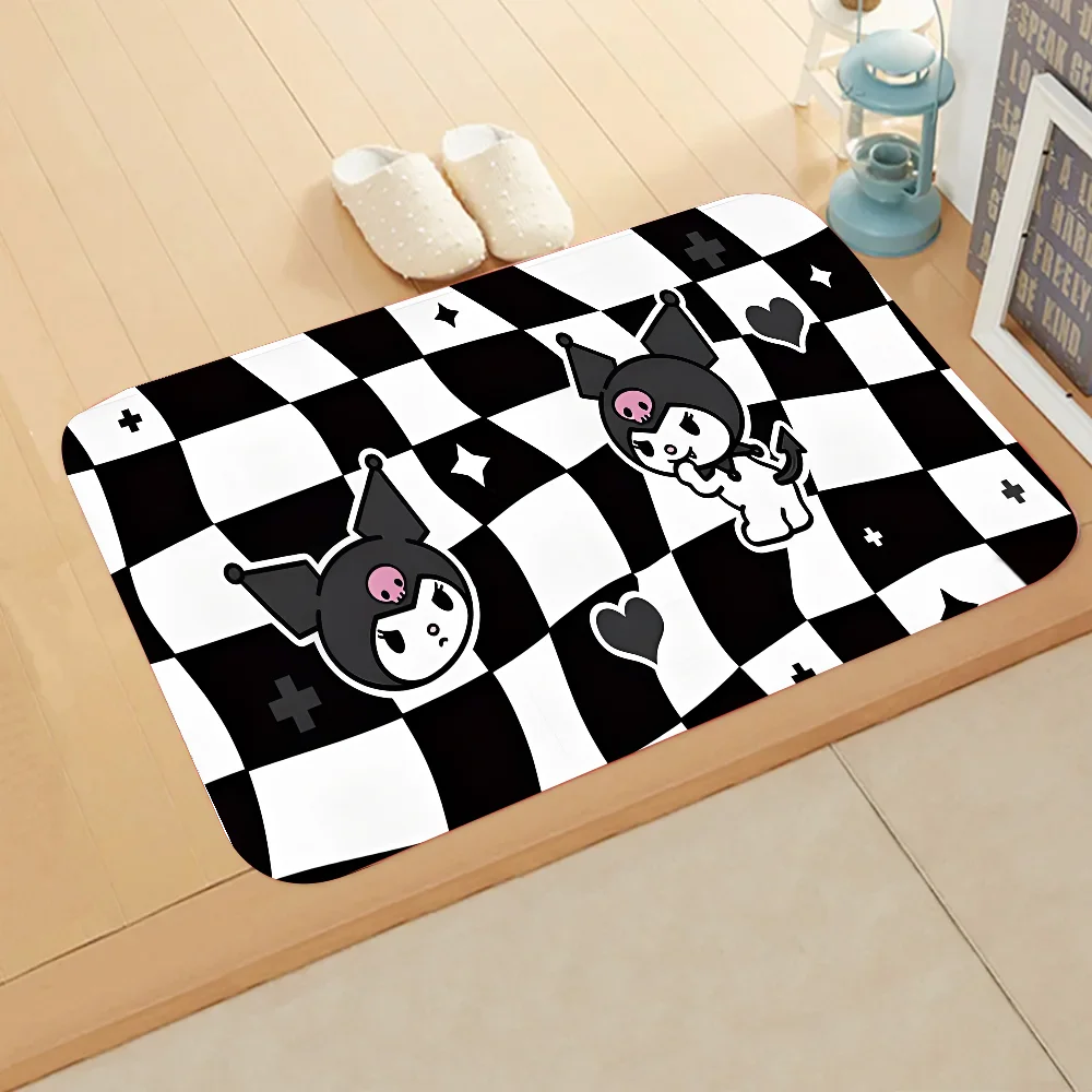 S-Sario K-Kuromi Floor Mat Graphic Printed Flannel Doormats For Bathroom Kitchen Entrance Carpet Home Decor