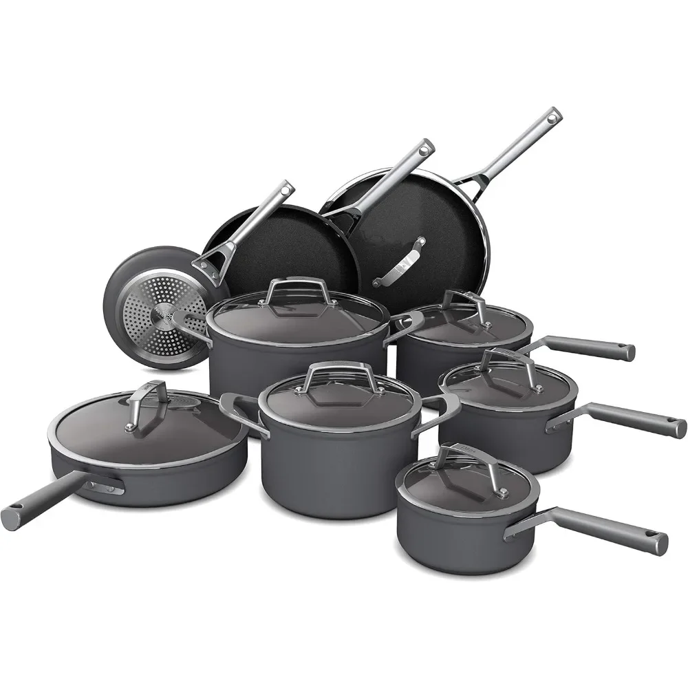 , Cookware, 12-Piece Cookware Set, Fry Pan, Sauce Pan, Sauté Pan, Glass Lid, Stock Pot, Foodi NeverStick Premium,