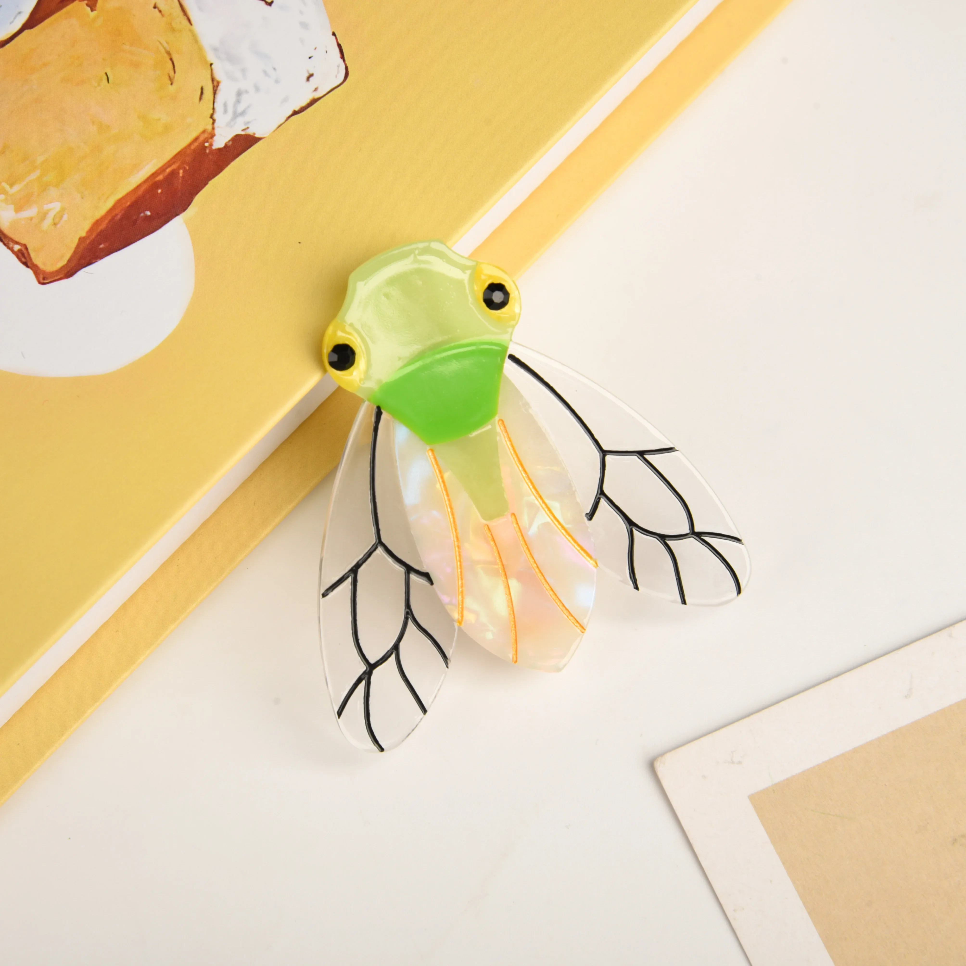 

DS New Cute Cartoon Insect Cicada Acetate Hair Clip Summer Hairgrip Cicada Hairpin Edge Clip for Women Girls Hair Accessories