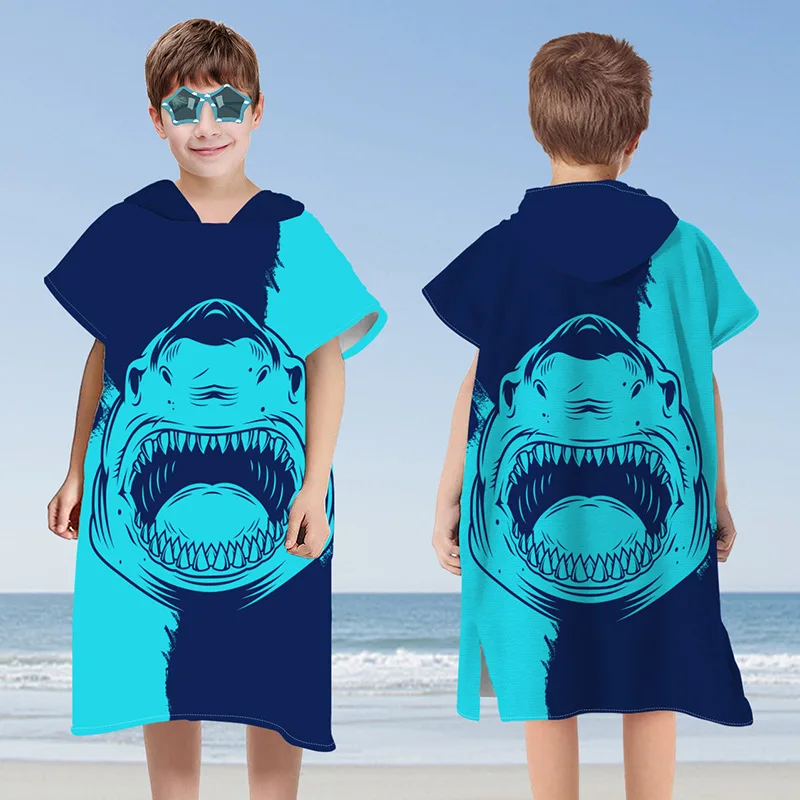 New Microfiber Beach Towel Children Cape Swimming Towel Hooded Cloak Wetsuit Quick Drying Absorbent Beach Poncho Bathrobe Surf