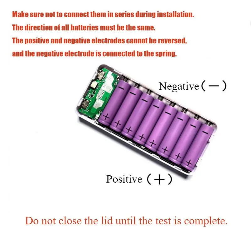 DIY 8x 18650 чехол для портативного зарядного устройства с цифровым дисплеем QC 3,0, чехол для портативного зарядного устройства с аккумулятором 18650 (без батареи)