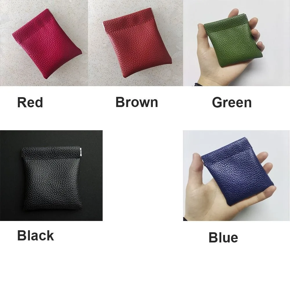 New PU Leather Shrapnel Bag Mini Solid Color Cash Wallet Portable Earphone Pouch Women Men