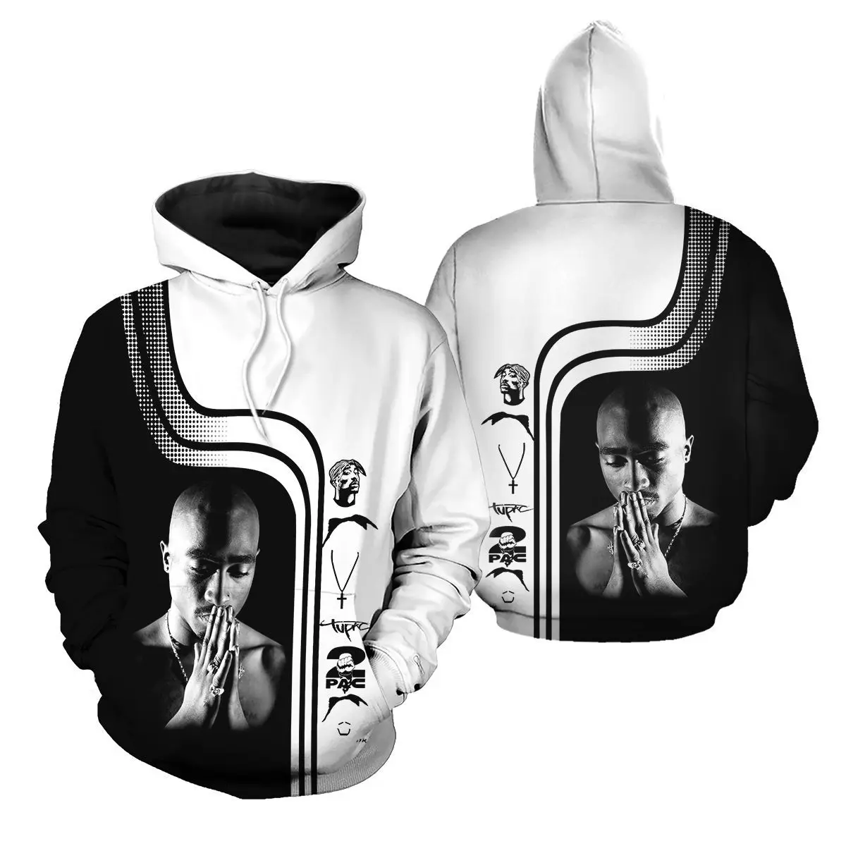 2pac Print Hoodies for Men Fashion 3D Pattern New in Sweatshirts Hip Hop Harajuku Oversized Pullover Tops S-7XL Women Sweatshirt