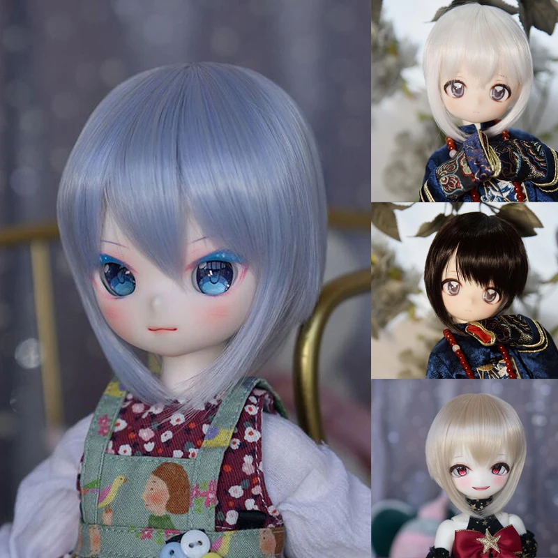 D04-A980 children toy BJD DD SD MSD  1/3 1/4 doll Accessoriess wig blue gold silver short hair 1pcs