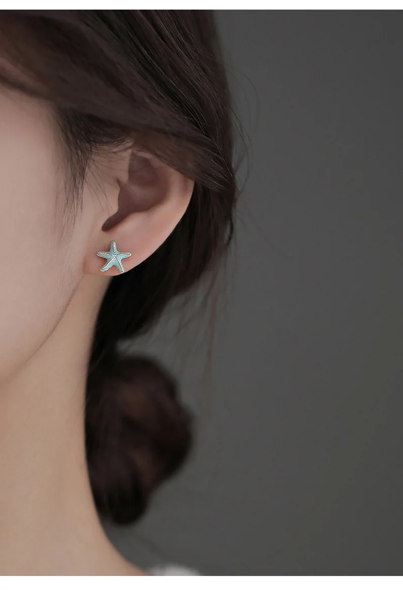 REETI 925 Stamp Silver starfish Stud Earrings Women Girl Gift Cute Banquet Asymmetry Jewelry Dropshipping Wholesale