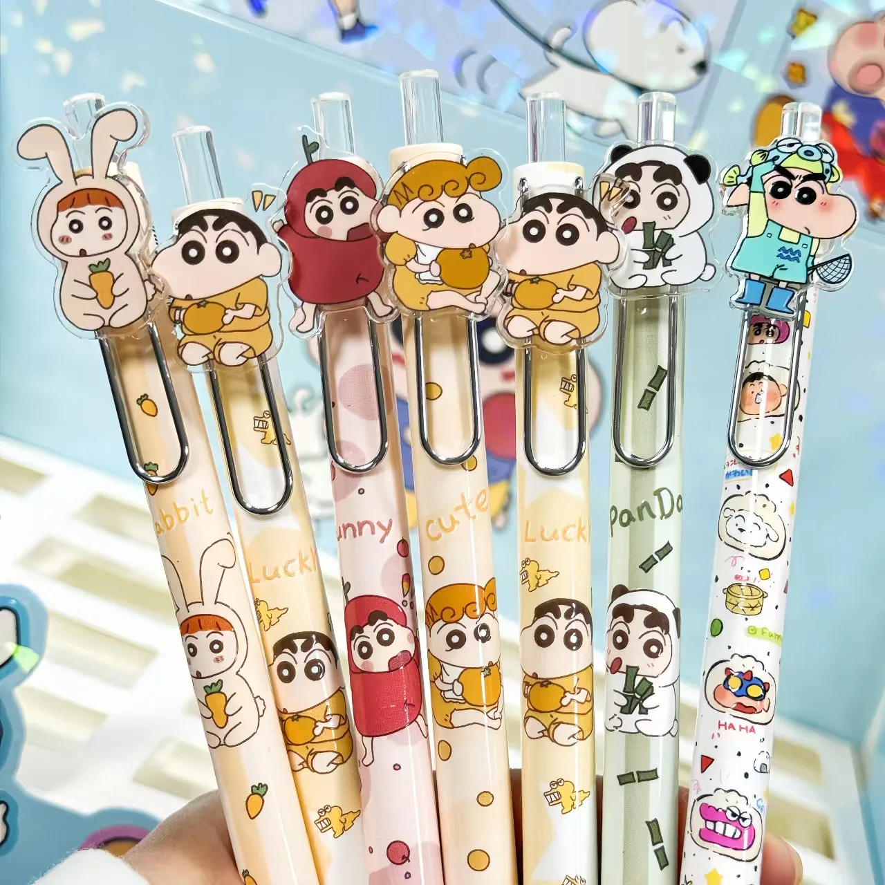 20 قطعة تلوين شين تشان الصحافة هلام القلم St رئيس التجفيف السريع 0.5 طالب فرشاة سؤال أسود قلم توقيع القرطاسية هدية