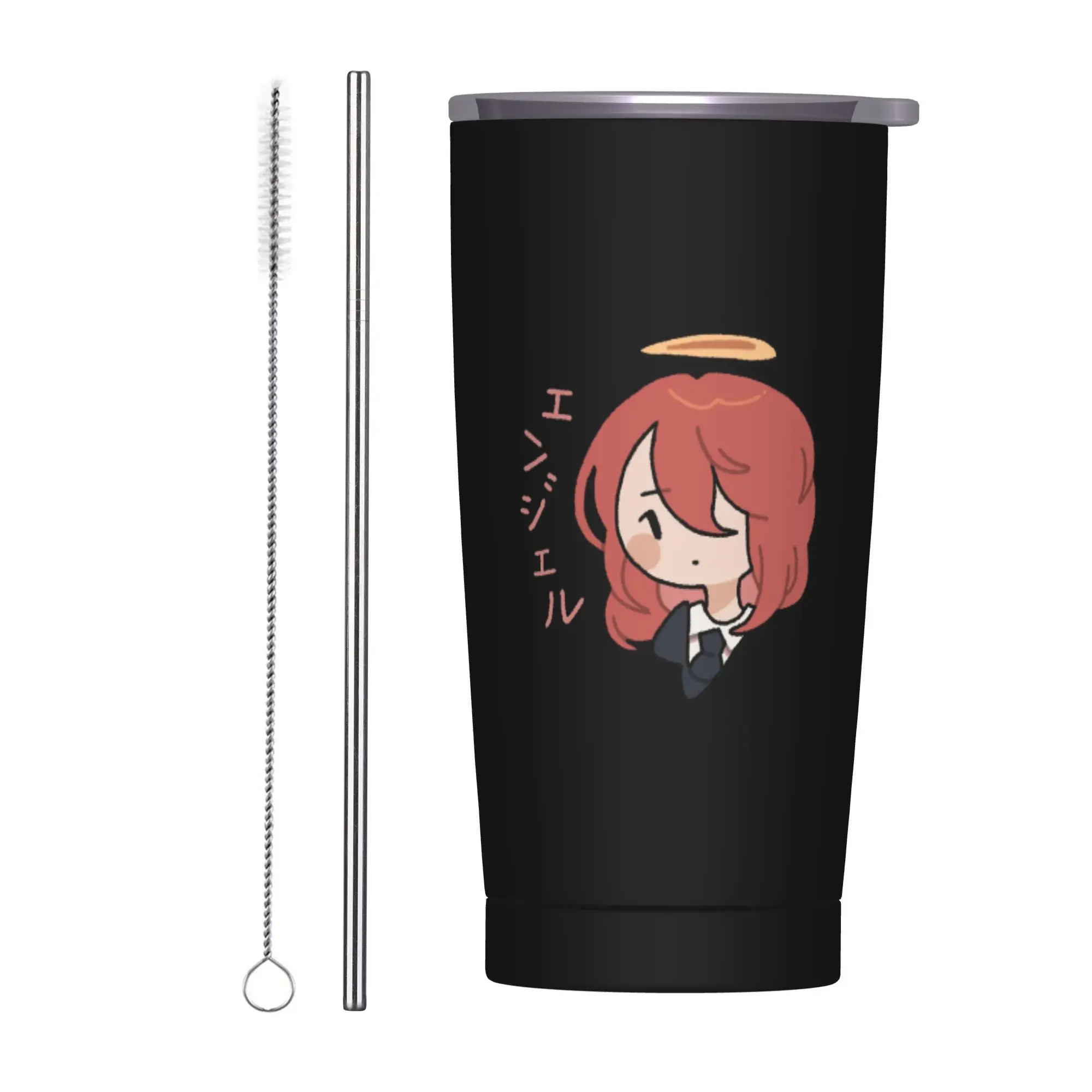 Stainless Steel Tumbler Angel Devil Chainsaw Man Coffee Mug Leakproof Cold Drink Car Mugs Travelist Water Bottle