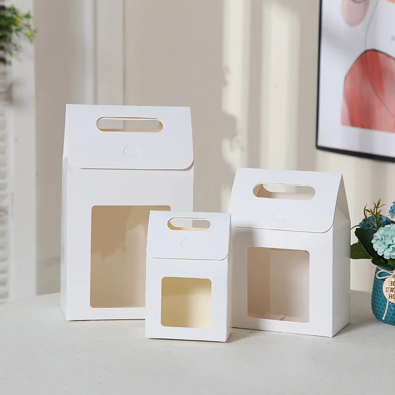 6/12 Kraftpapierboxen, Geschenkboxen mit Fenster, Faltbare Kartonboxen mit Griffen, Party-Geschenkboxen, Festivallieferungen – Detail 8