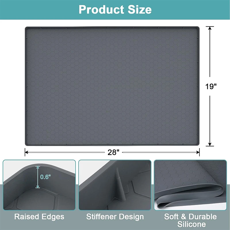 LMETJMA Waterproof Under Sink Mat Silicone Under Sink Liner Bathroom Kitchen Cabinet Protector Mat Easy to Clean Bathroom Tray
