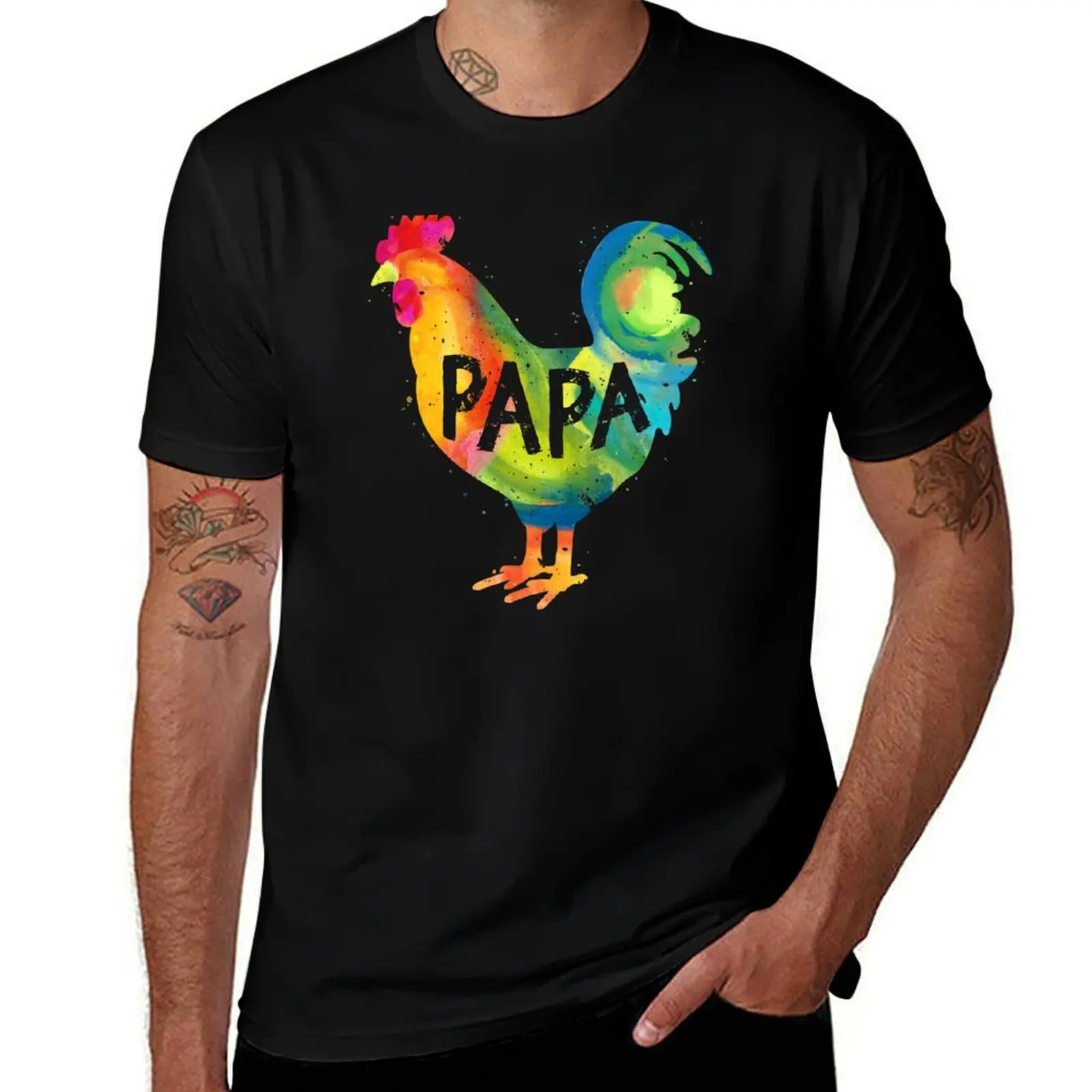 

Chicken / Colorful Farm Chicken / Papa (Father, Dad, Father's Day) T-Shirt Plus Size Solid Color T-Shirt
