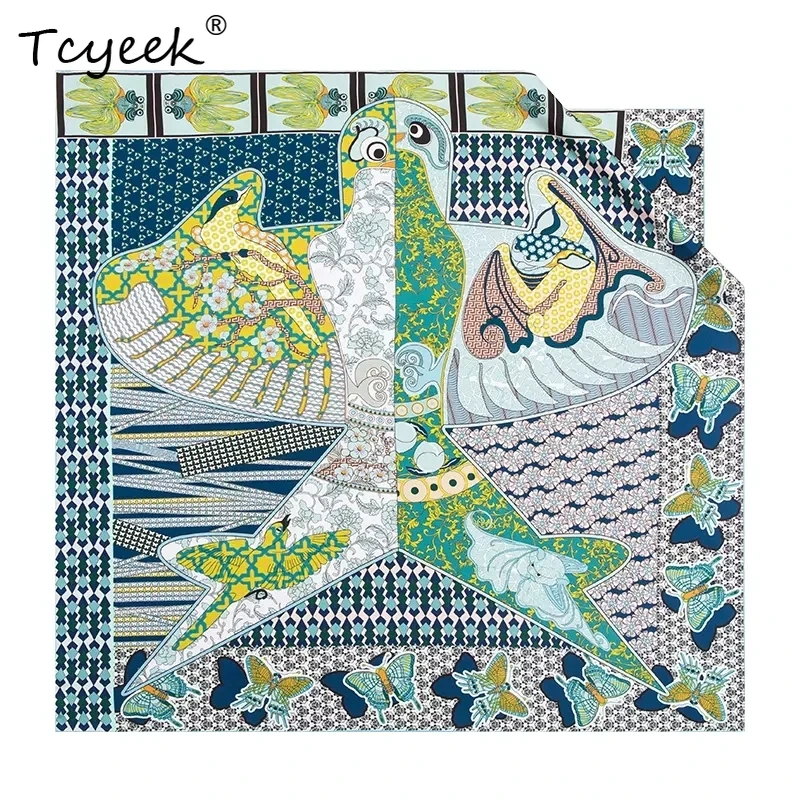 

Tcyeek, платок из 100% шелковицы 18 мм, шикарный женский платок 88 см с принтом, шарф оригинального дизайна в подарок маме, весна-осень 2024 A462120QM