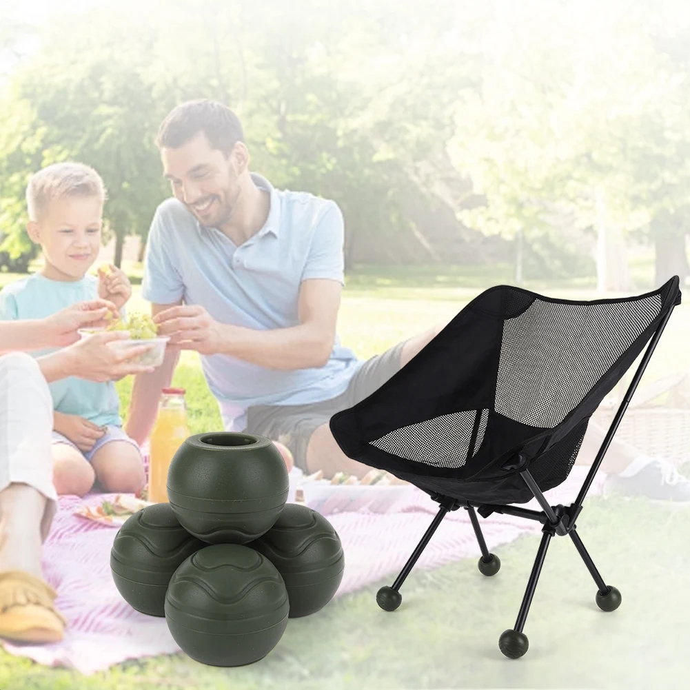 4Pcs Camping Chair Leg Cap Anti Slip Stabilizing Rubber Ball Feet Shock Absorption Moon Chair Foot Cover for Helinox Chair image 3