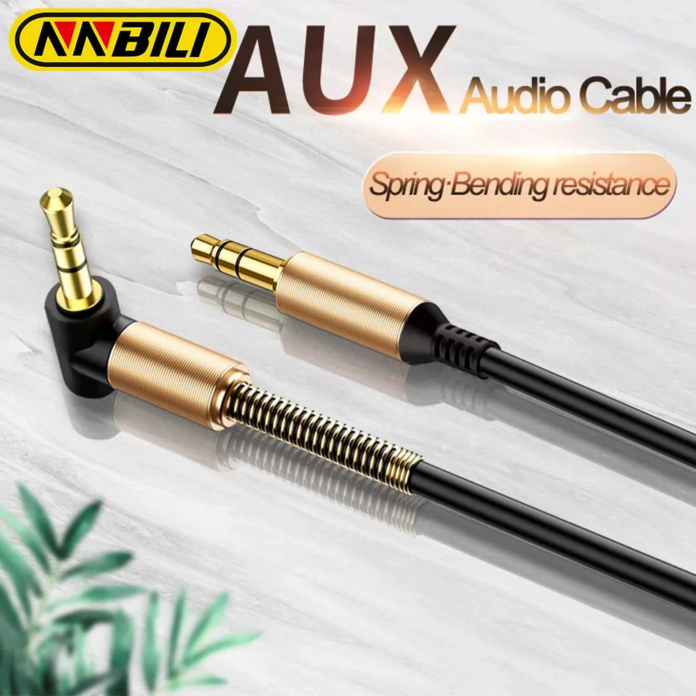 NNBILI 3.5mm 잭 오디오 케이블3.5mm 자동차 스프링 AUX 케이블 금도금 잭 남성-남성 스피커 케이블 헤드폰 용 코드 삼성