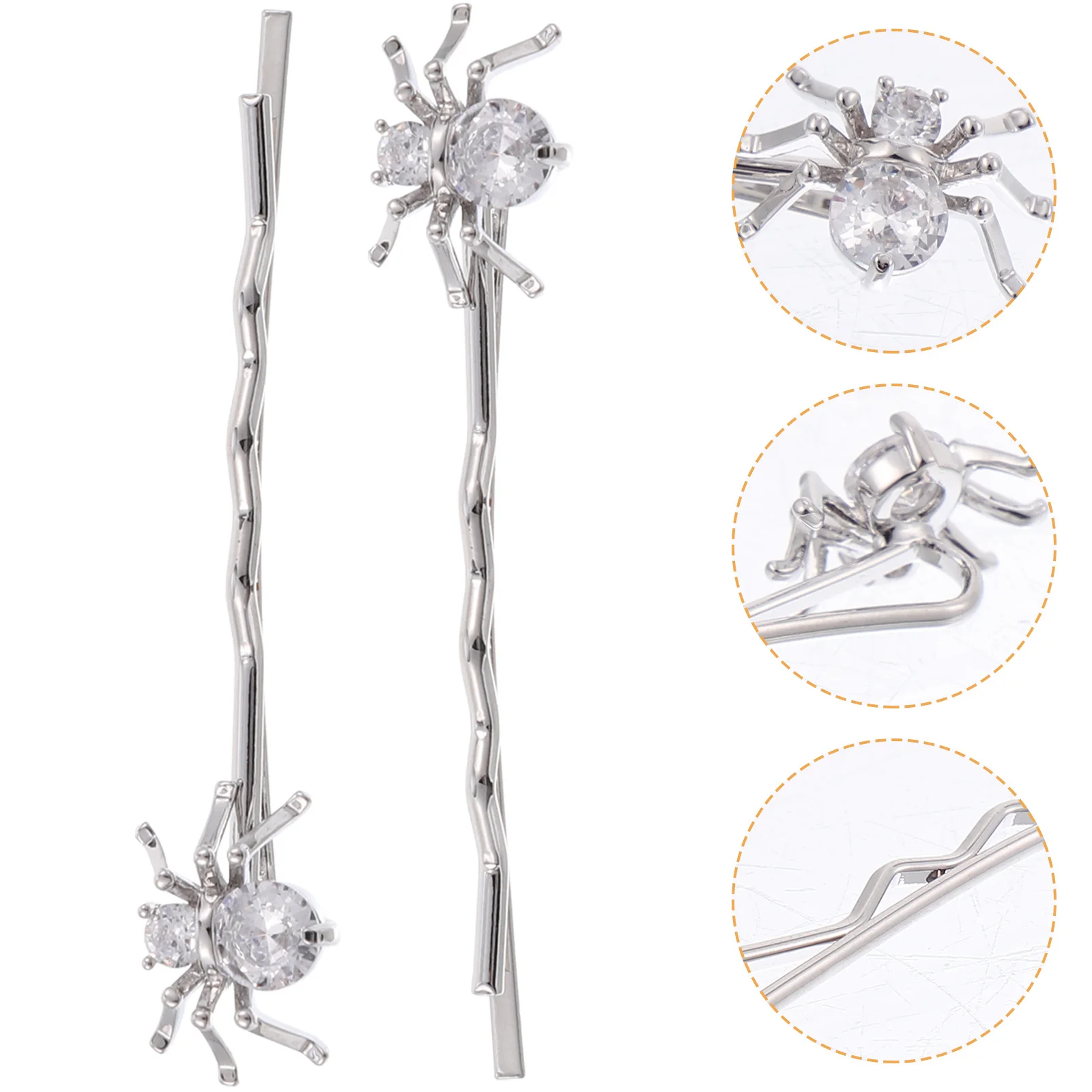 

1 Pair Funny Zircon Spider Hairpins Simple Chic Hair Accessories For Women Barrettes Headdress All Season Styling Tool