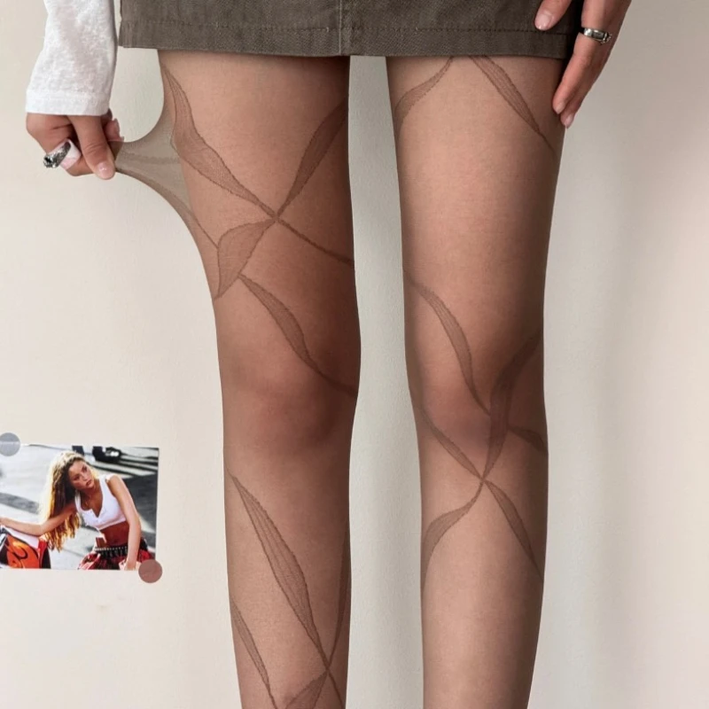 نمط جديد جوارب النساء الصيف رقيقة غير النظامية خطوط شير الجوارب الحلو الباليه نمط Y2K القوطية لوليتا الساخن الفتيات JK جوارب طويلة #4