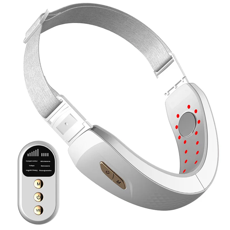 EMS Microcurrent Vibration Face Slimmer with Remote Control Double Chin Reducer&V-Line Lifting Device for Jaw Contouring