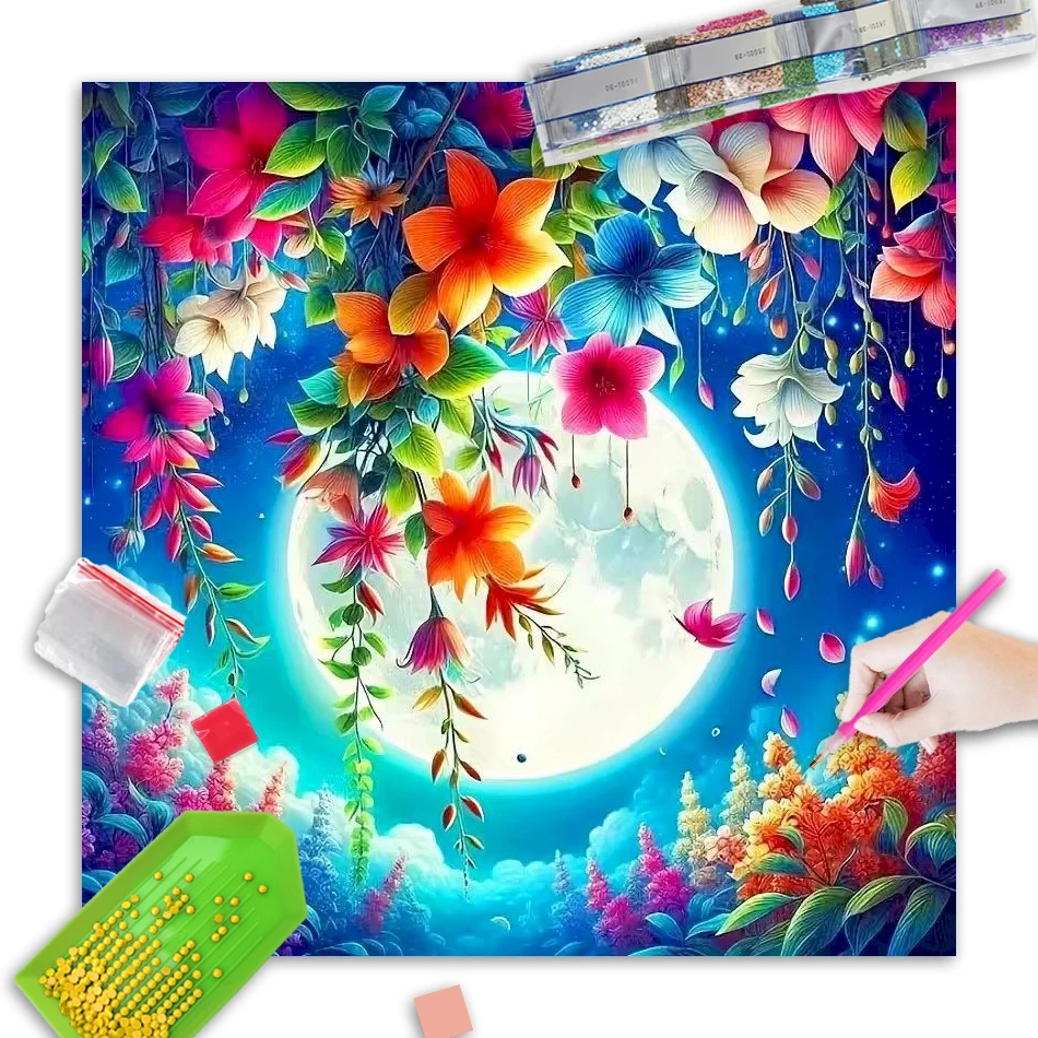 

GATYZTORY New Arrival Diamond Mosaic Moon Landscape Suitable For Beginners DIY Diamond Painting Craft Kit Handmade Gift