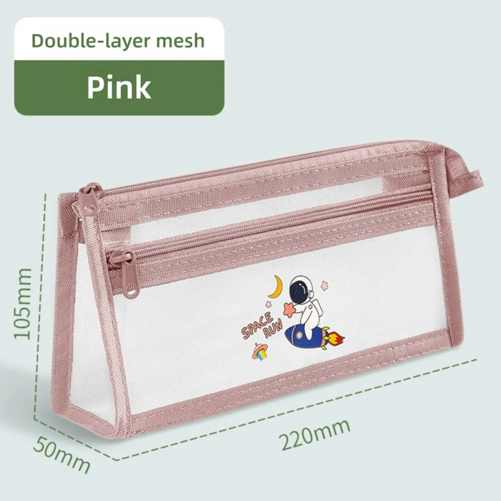 

Multifunctional Mesh Pen Bag Triangle Base Transparent Stationery Bag Large Capacity Stationery Storing Bag Students