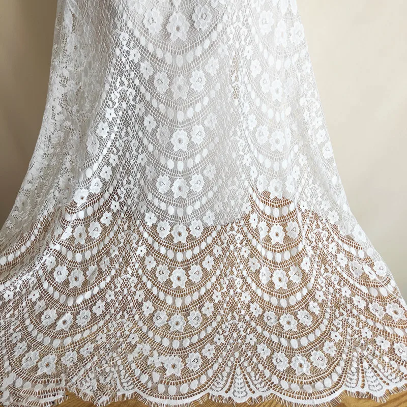 New High Quality Thick and Soft Eyelash Embroidered Lace Fabric, Geometric Flower Handmade Wedding Decoration Accessories