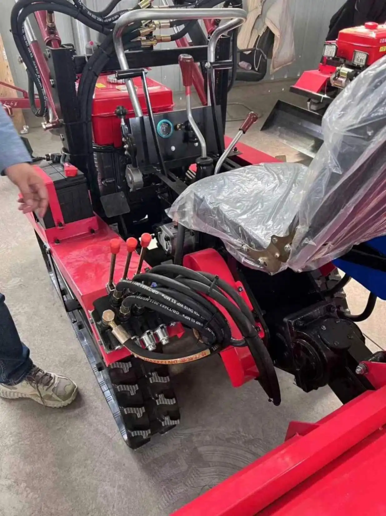 Tiller - Walk-Behind Tractor Mounted With Cultivator Rake Included