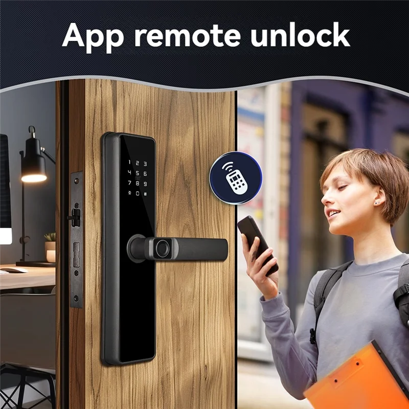 

A37T-Tuya Zigbee Smart Door Lock Indoor Password Fingerprint Remote Unlock Keycard Tamper Alarm Battery Powered Work