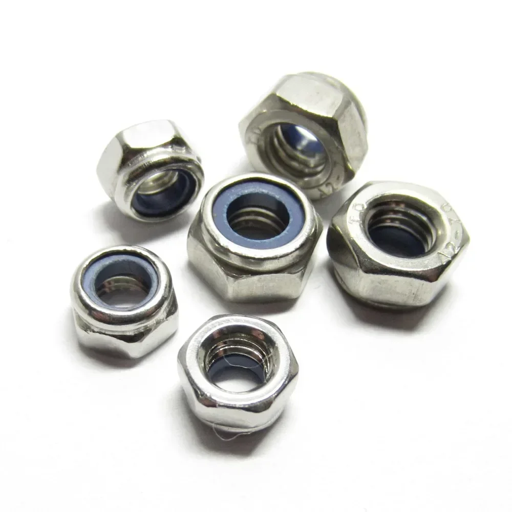 

50/30/10pcs DIN985 M2 M2.5 M3 M4 M5 M6 M8 M10 M12 Stainless Steel Self-locking Nut Nylon Lock Nut Locknut Slip Nylon Hex Nut