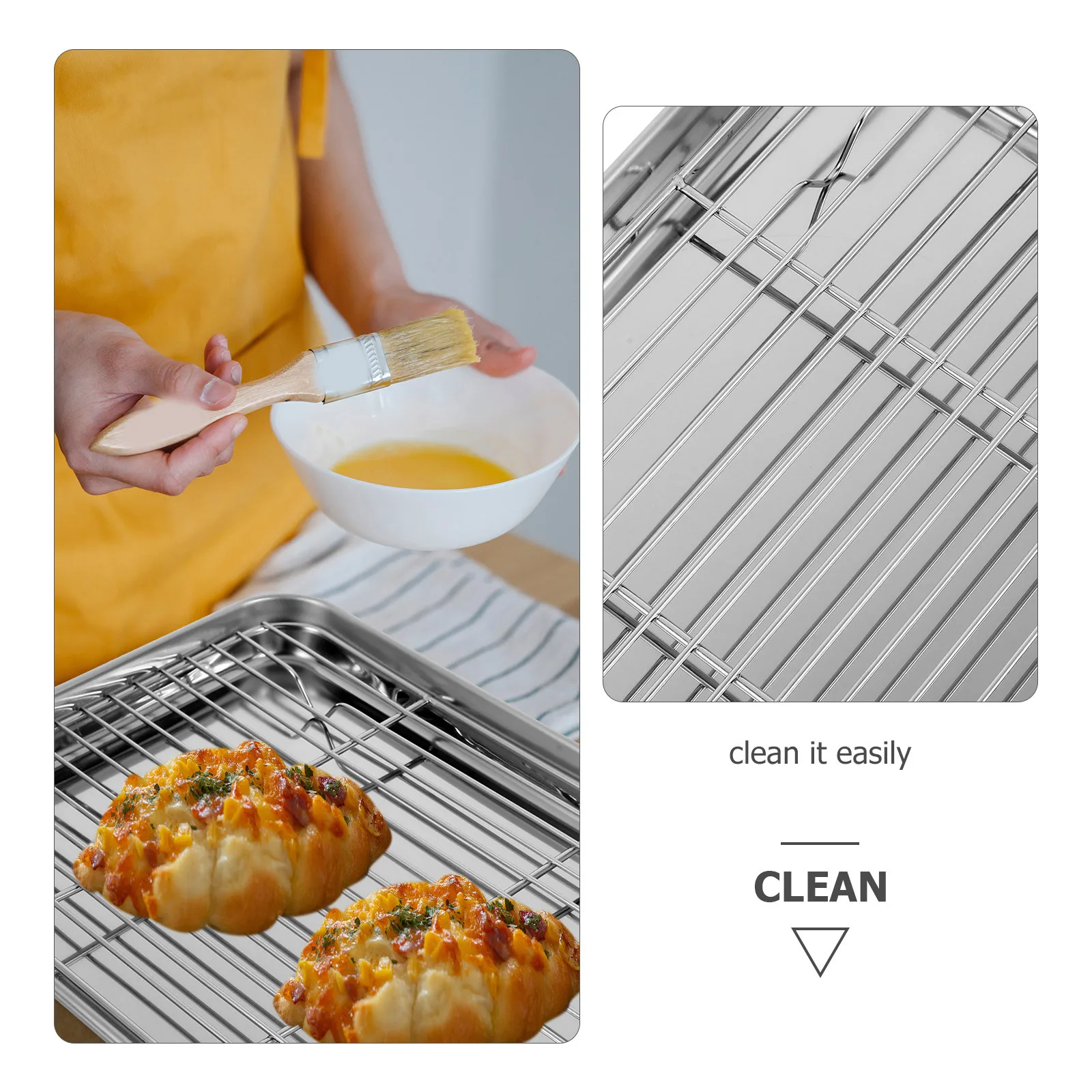 

1 Set Stainless Steel Sheet With Wire Rack Multi-Functional Drain Oil Tray Cooling Rack Oven Sheets For Oven Sheet Pans For