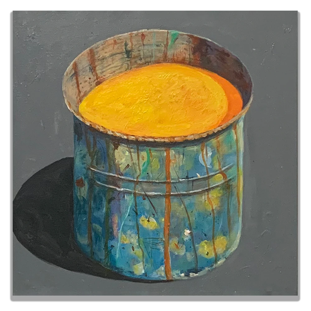 Hand-painted Oil Painting Paintings of Stephane Braud, Acrylic Painting, Paint Bucket with Paint Framed, Ready to Hang