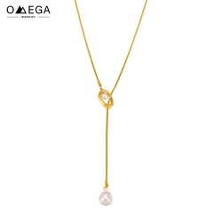 316L Stainless Steel Sweater Chain Necklaces For Women 18k Gold Plated Waterproof No Tarnish Women's Adjustable Long Necklace