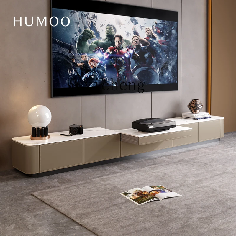 X5-18 minimalist laser projection TV cabinet modern simple living room saddle leather telescopic projector special floor cabinet