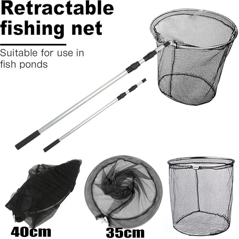 Fishing Net and Rod Set 1.5m/1.7m/2.1m Scalable Pole Removable 35cm/40cm Fishing Net Telescopic Pole Handle Fishing Tackle