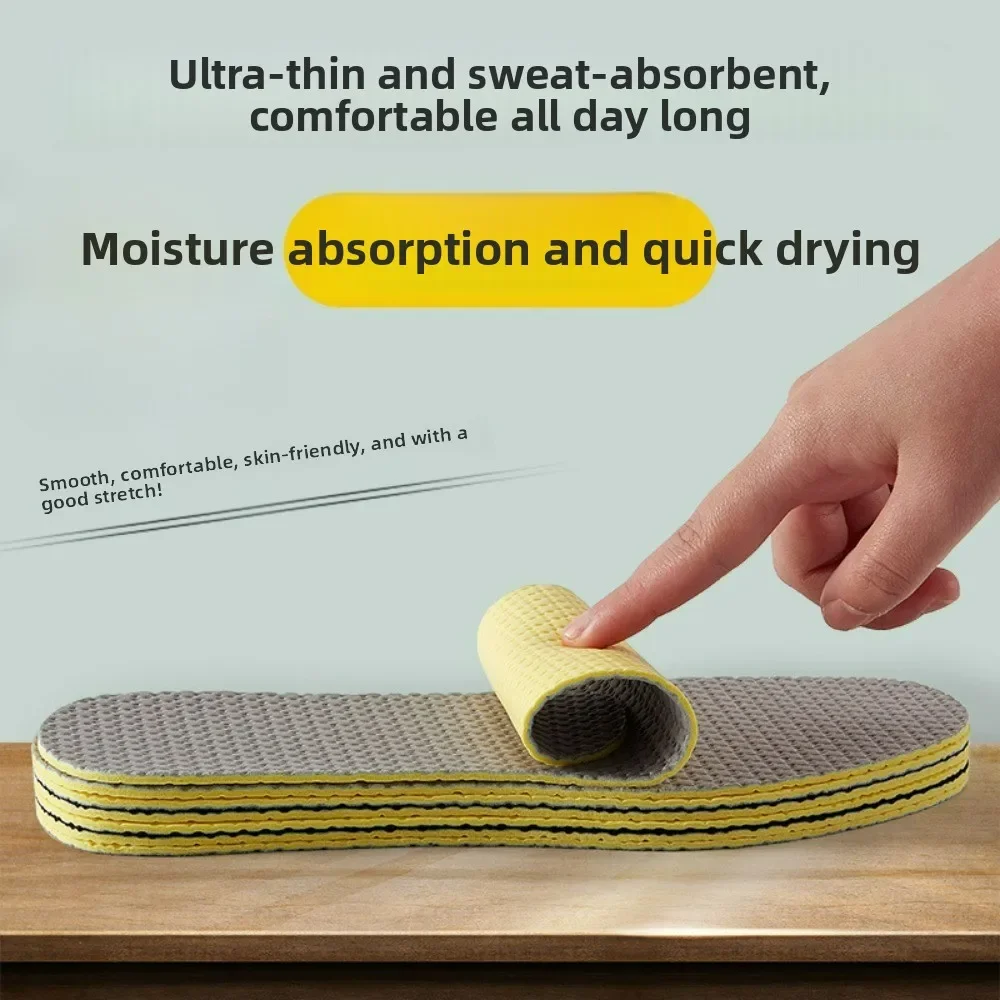 Summer Insoles Deodorant, Sweat-absorbing and Breathable Sports Super Soft, Can Be Cut Barefoot, No Socks Insoles