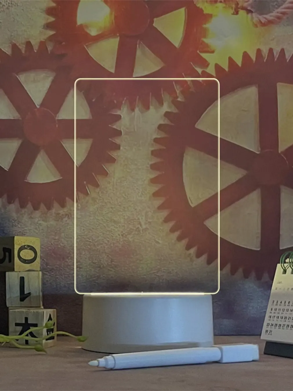 Creative Acrylic Note Board USB Led Night Light with Base and Pen Calendar Message Board Home Decor Eye-protective Lamp for Kids