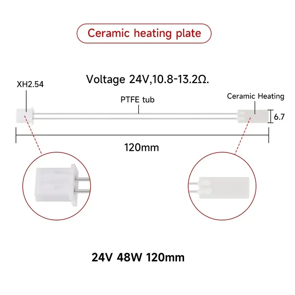 Thermistor For Bambu Lab p1p p1s / x1 x1c Heating Tube Ceramic Cartridge For Bambulab Hotend Heater Thermistor 3D Printer