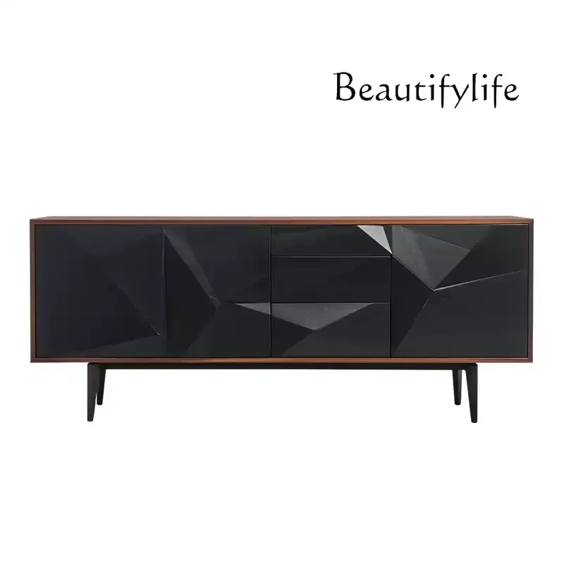 

T Designer Art Side Cabinet Walnut Retro Furniture Light Luxury Premium Entrance Living Room Wall Locker